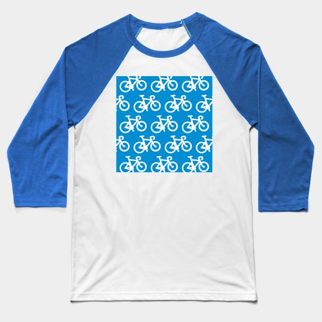 Blue Bikes Pattern Baseball T-Shirt by XOOXOO